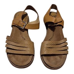 Women’s 9.5M Sofft Strappy Open Toe Tan Cork Brinda Sandals